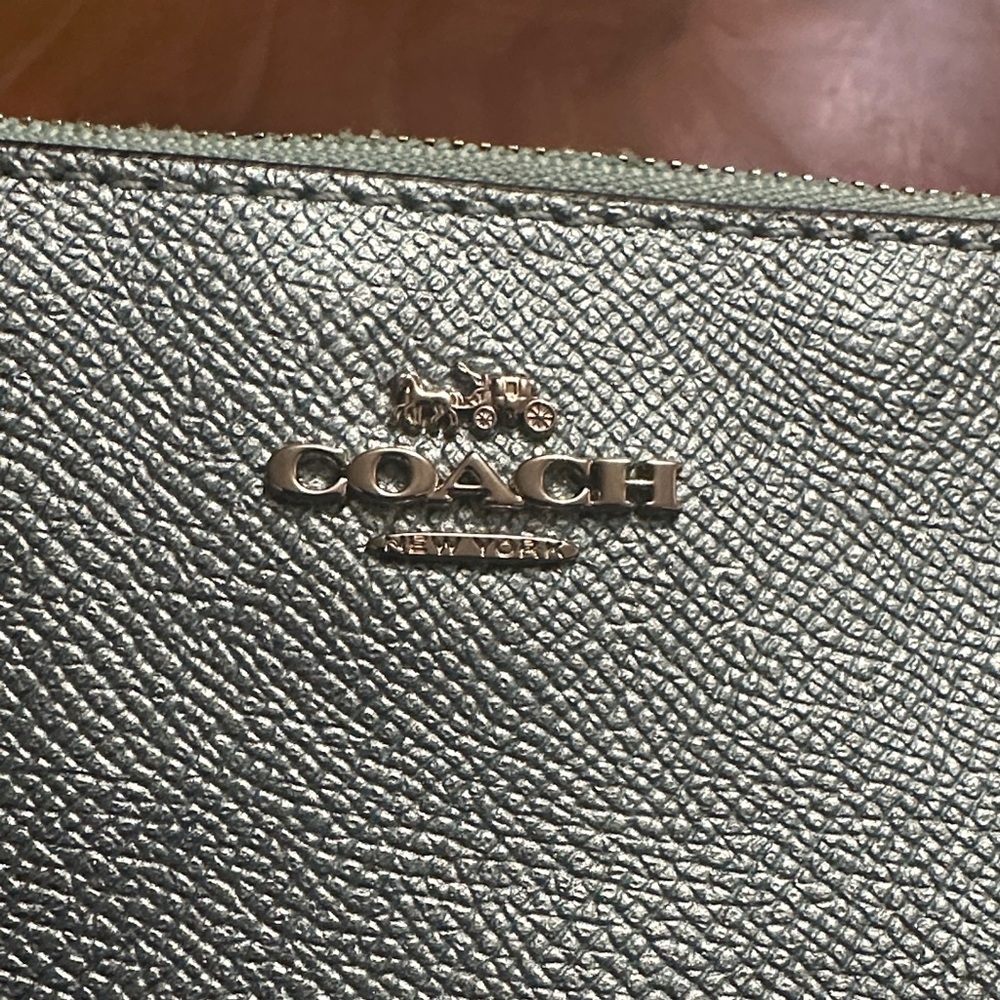 Coach Metallic Blue Wristlet - Picture 3 of 8